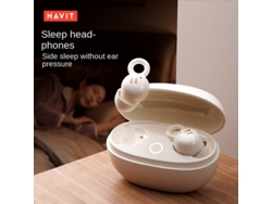 Auriculares estéreo inalámbricos Bluetooth Havit E15 TWS con 30 horas de reproducción y bajo retardo, asistencia para dormir, intraauriculares.