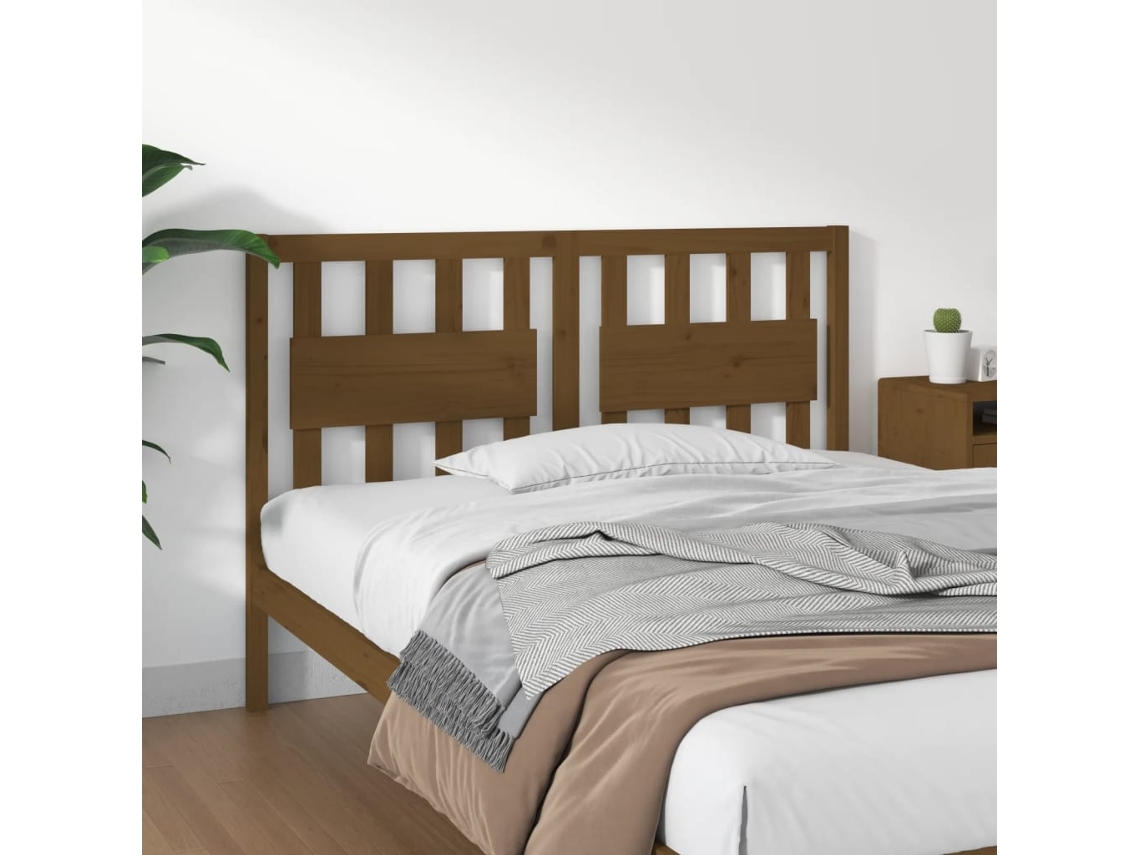Cabecero De Cama Madera Maciza Pino Marrón Miel 145,5x4x100 Cm