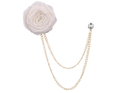 Broche De Noiva Linjou, Broche De Flor Feito À Mão Em Arte De Têxtil, Pingente Com Tassel E Cadeia (branco)