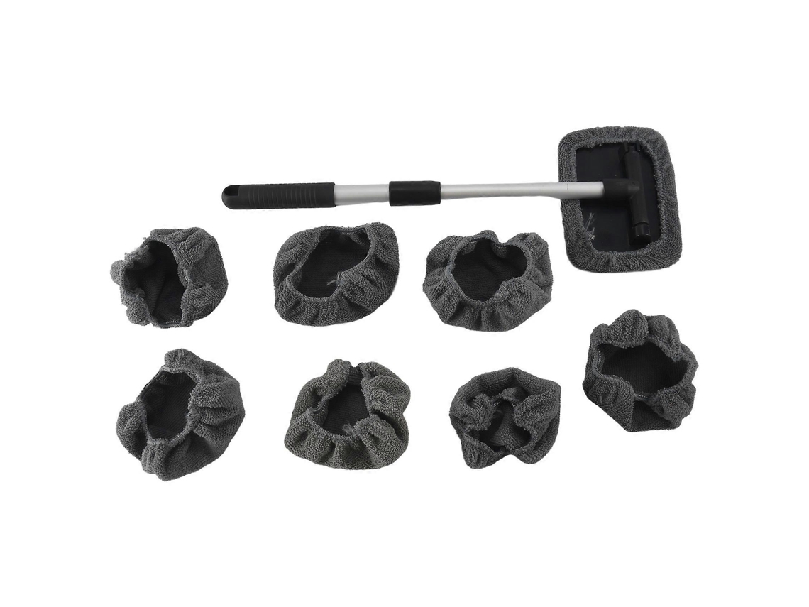Cepillo para limpiar ventanas de coche con mango extensible de aluminio y 8 cerdas de microfibra.