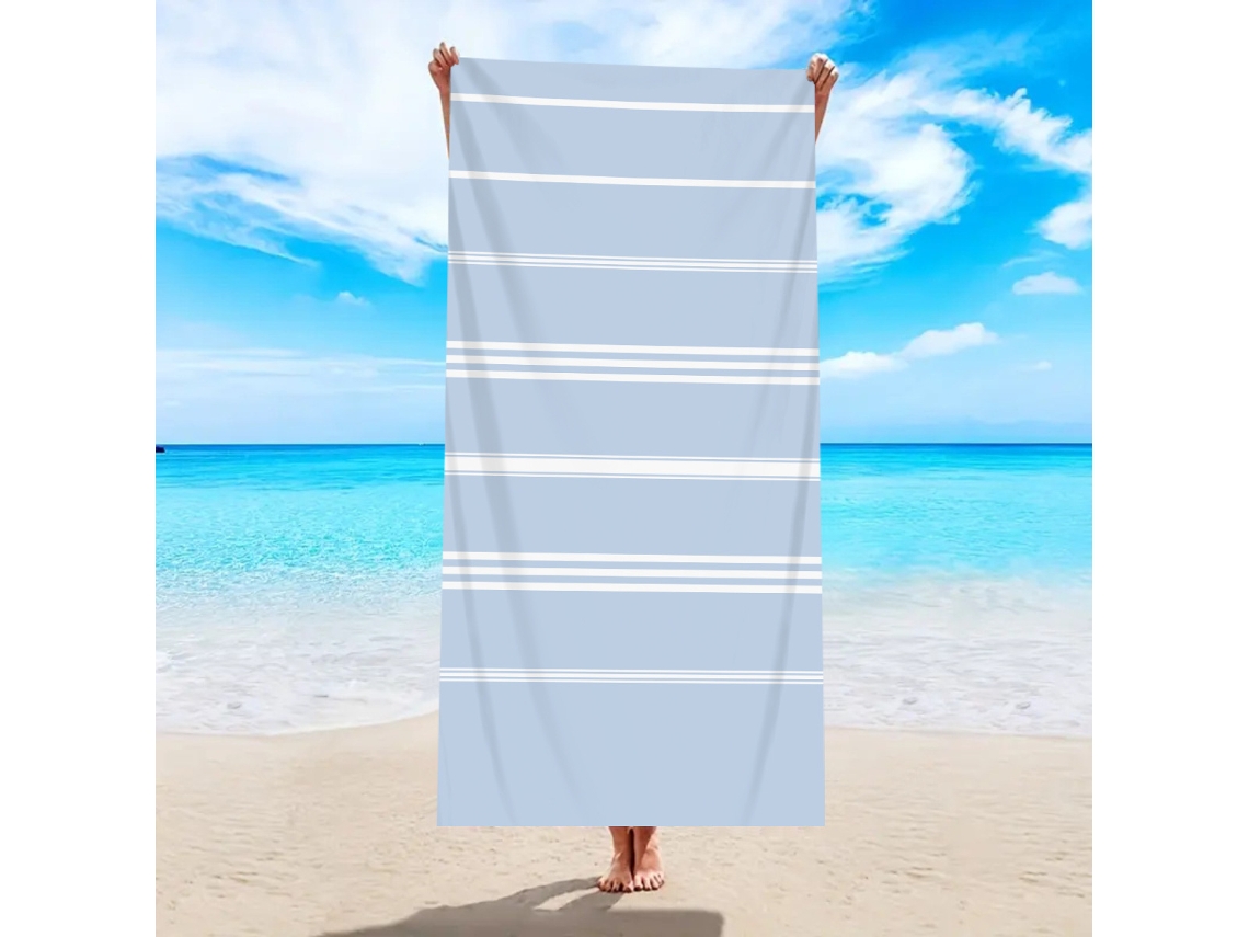 Toalla de playa de microfibra a rayas Yuysan, de alta absorción y secado rápido, 150 x 75 cm, modelo St177, azul claro.