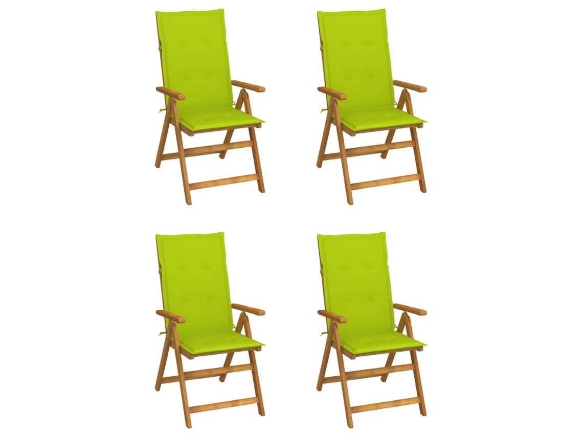 Sillas de jardín reclinables DKD Home Decor de 4 piezas con cojines, acacia maciza