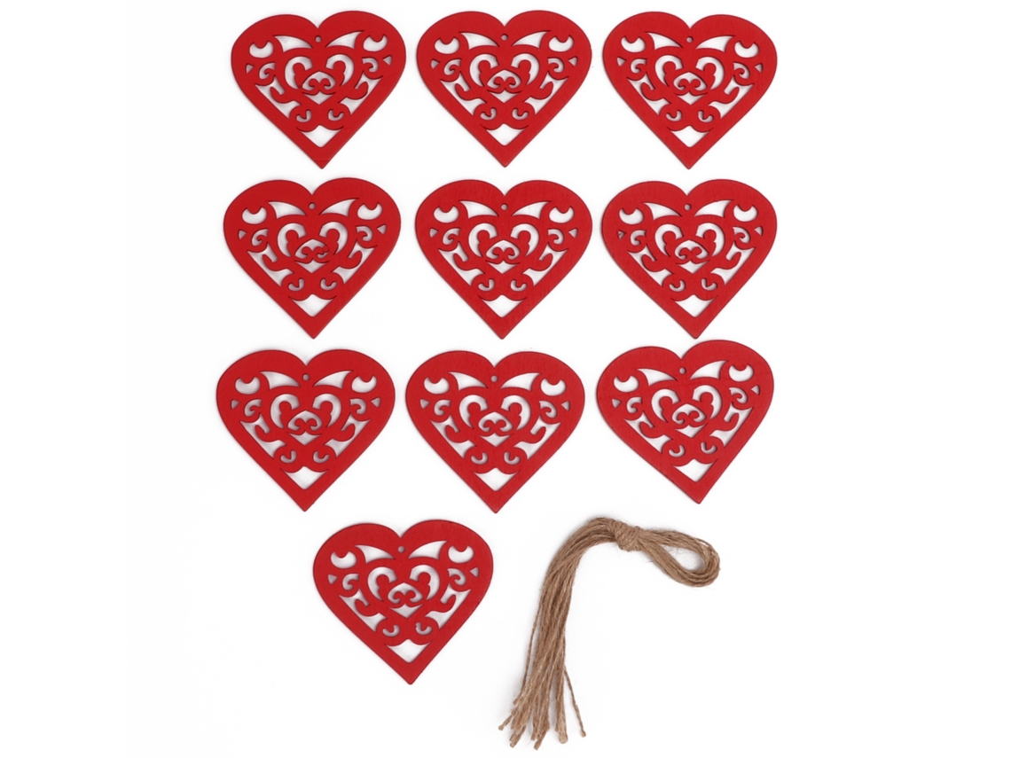 10 Colgantes De Madera Con Forma De Hoja De 80 Mm, Forma De Corazón Hueco, Duraderos, Ideales Para Bodas, Navidad Y Cumpleaños.