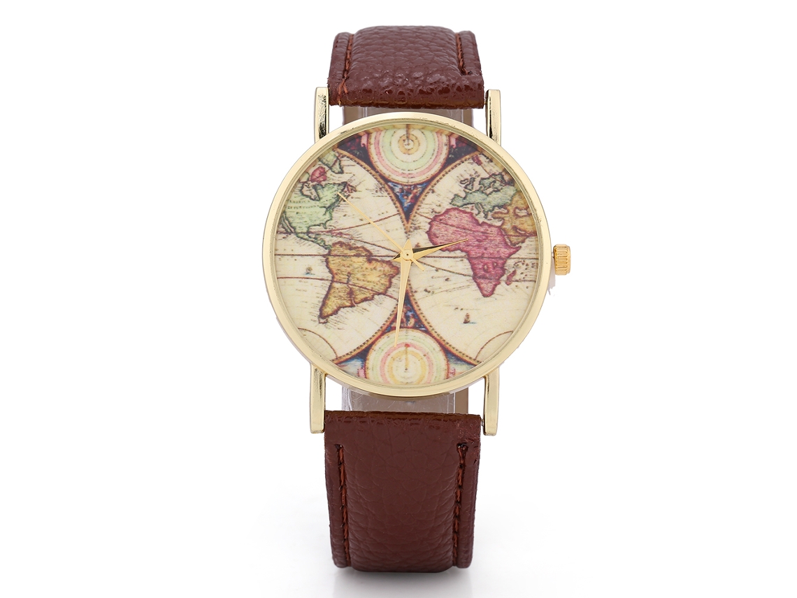 Elegante Reloj De Pulsera Analógico De Cuarzo Para Mujer Con Correa De Piel Sintética Marrón - Estilo De Moda