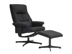 Sillón Reclinable De Terciopelo Negro Con Base Mecedora Y Giratoria.