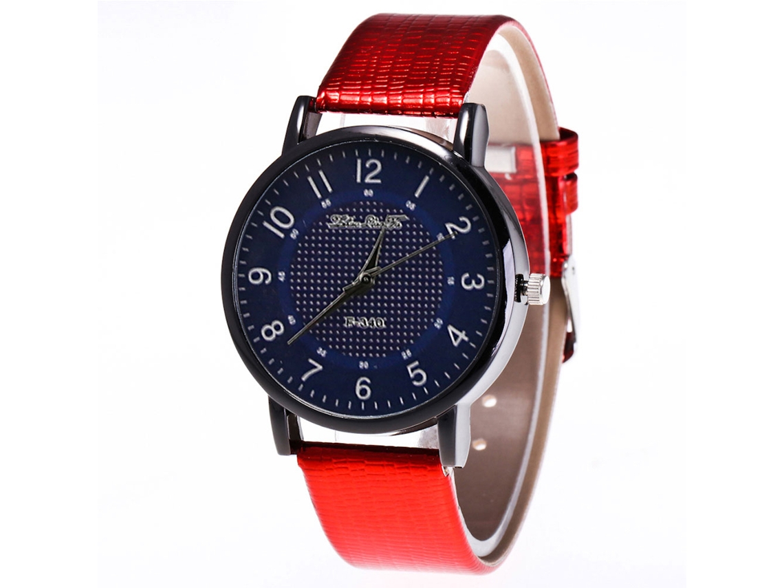 Reloj De Cuarzo Para Parejas Con Correa Sencilla De Piel Sintética (rojo)