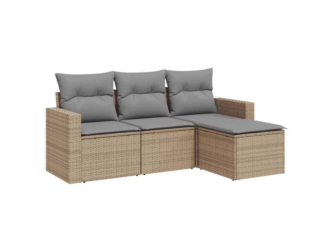 Conjunto de 4 sofás de jardín con cojines de mimbre beige MAISON EXCLUSIVE (4 piezas)