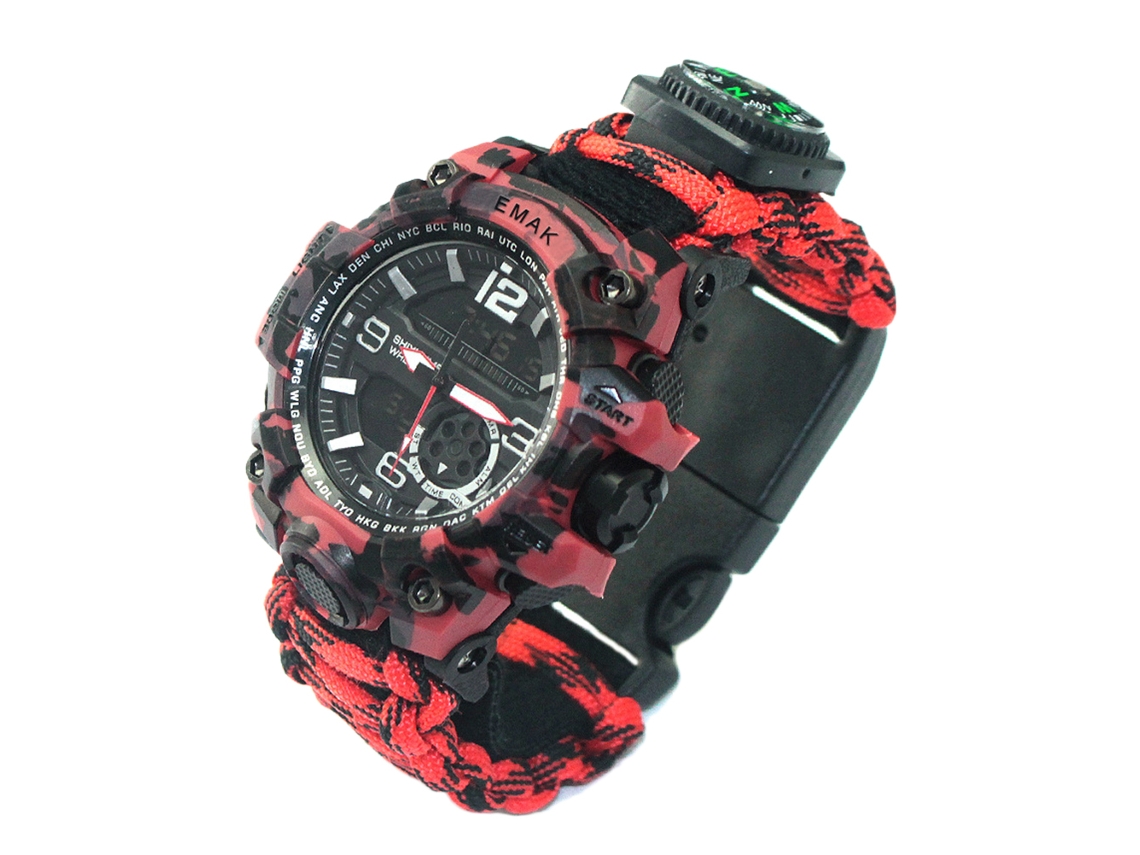 Reloj De Supervivencia Para Camping Al Aire Libre Pulsera Multifuncional Con Brújula Silbato Y Equipo De Herramientas
