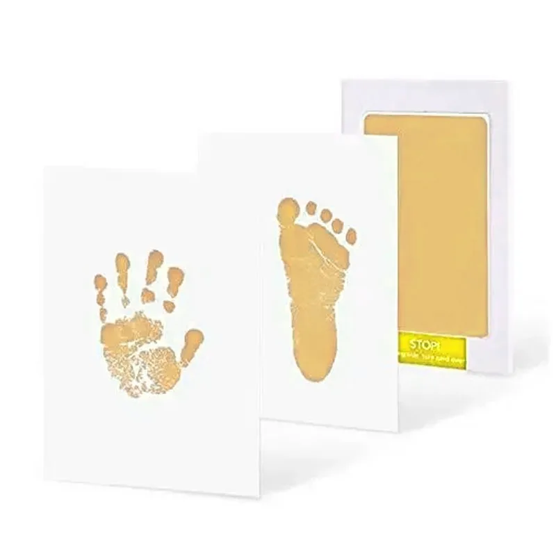 (oro) Kit Para Hacer Huellas De Manos Y Pies De Recién Nacidos, Que Incluye Almohadilla De Tinta Y Marco, Como Recuerdo.