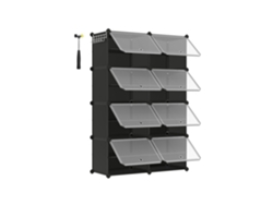 Zapatero Modular De 8 Compartimentos Con Puertas Para Entrada 94x124x32 Cm - Negro