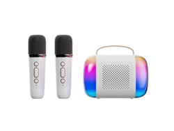 Mini máquina de karaoke para niños y adultos Altavoz Bluetooth portátil con 2 micrófonos inalámbricos y luz LED RGB para niños y niñas Yemaesre