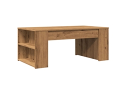 Mesa de centro moderna y contemporánea hecha a mano, 102 x 55 x 42 cm, madera industrializada, marrón, Dec038292