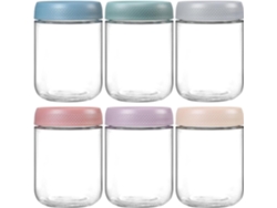 Juego de 6 tarros de cristal Netany de 473 ml (16 oz) para avena nocturna, con tapas herméticas tipo Mason, tarros de boca ancha para ensaladas. Ideales para...