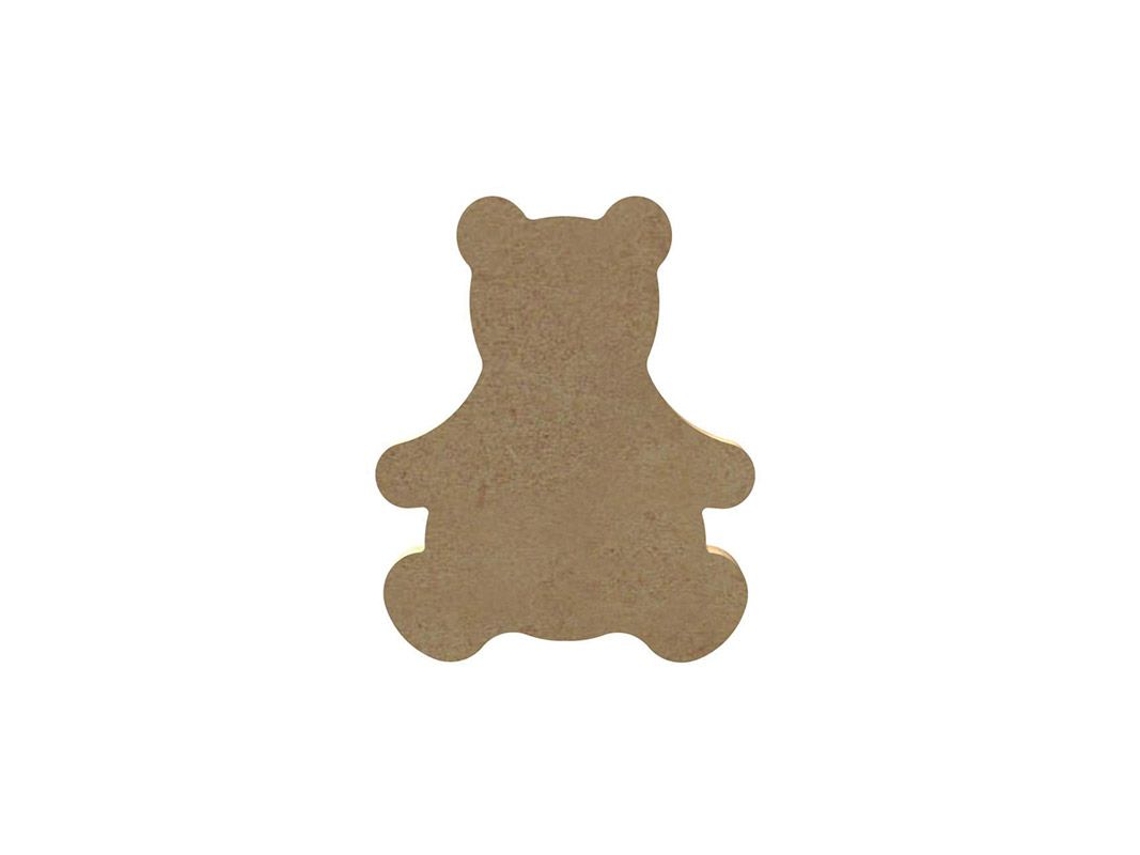 Oso de madera de MDF para decorar - 10 cm