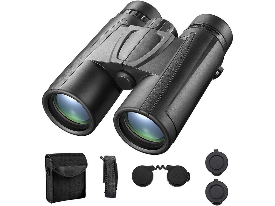 Binoculares 10x42 HD para adultos, conciertos, viajes, aves, deportes, juegos, duraderos, ligeros, regalo, color negro, Yizhood