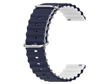 Correa de Silicona 22mm diseño ondulado bicolor para Garmin Vivoactive 4/Venu 2 - azul medianoche/blanco