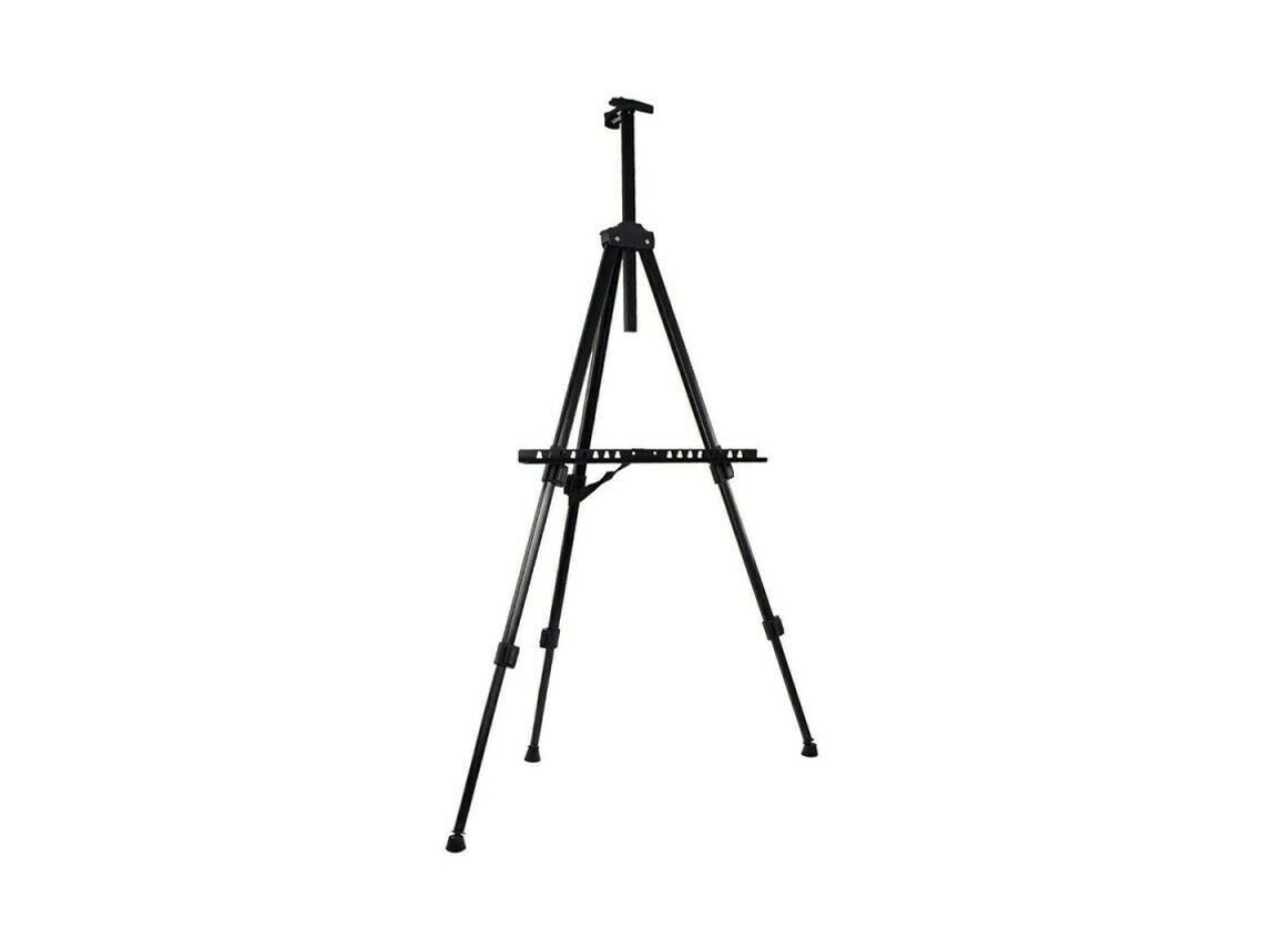 Caballete negro de pintura regulable aleación de aluminio ligero plegable trípode telescópico de pintura
