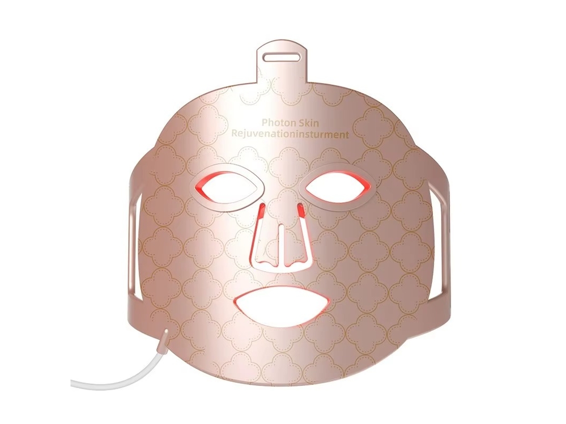 (rosa) Máscara Facial Led De Silicona Con Terapia De Luz Roja Y Azul Para Combatir Las Arrugas, El Acné Y El Rejuvenecimiento De La Piel.