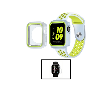 Kit Correa Deportiva Funda Protectora Reforzada Film Hidrogel para Apple Watch Series 9 45Mm Gris/Verde