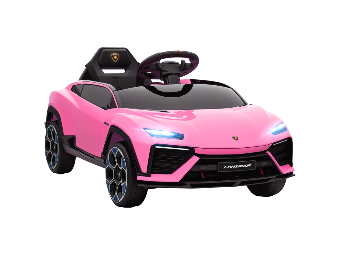 Coche eléctrico infantil de 12 V con doble motor, ruedas con suspensión, faros, música, USB, 101,5 x 49 x 43 cm, rosa, ZENCORE SERVICES