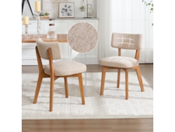 Silla De Comedor 2 Unidades - Estilo Moderno Mid-century, Patas De Madera, Asiento Tapizado - Caqui