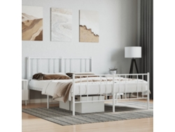 Estructura Cama Sin Colchón Con Estribo Metal Blanco 160x200 Cm