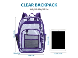 Mochila Grande Y Resistente De Pvc Transparente Para La Escuela, Eventos, Estadio, Viajes Y Camping - 3 Piezas