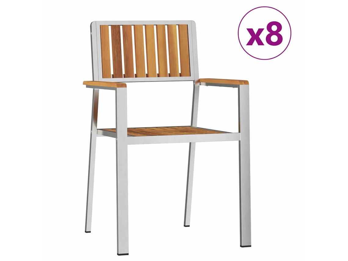 Maison Exclusive - Silla De Jardín 8 Pcs Marrón Madera De Acacia Sólida