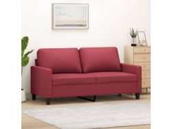 Sofá De 2 Plazas | Sofá De Salón | Sofá De Descanso De Cuero Sintético Rojo Vino 140 Cm
