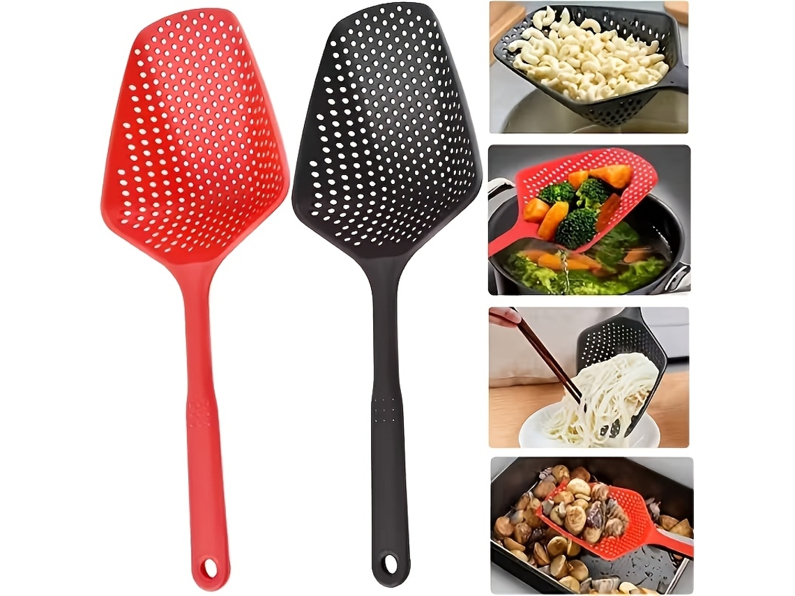 Dos Cucharas De Cocina Resistentes Con Función De Colador, Aptas Para Cocinar, Hornear, Asar Y Escaldar Verduras.