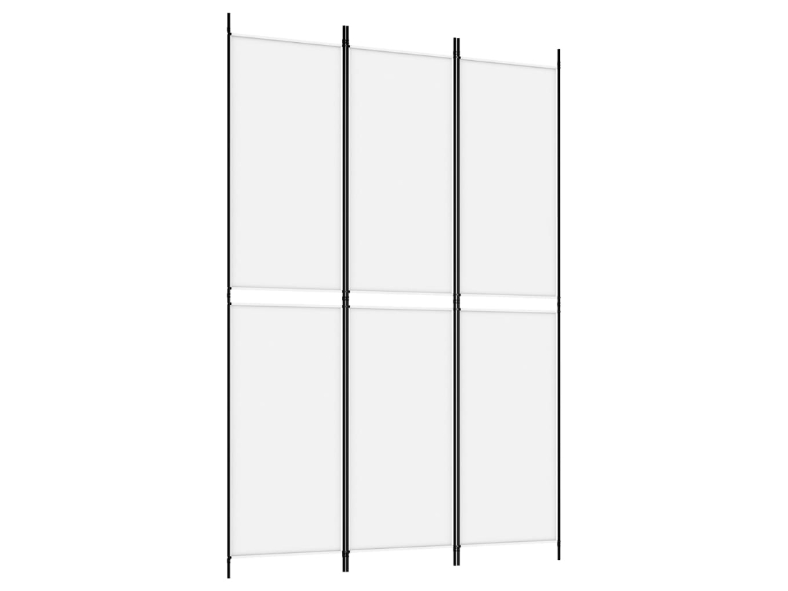 Biombo separador de ambientes, 3 paneles, 150 x 220 cm, tela blanca y planchado, Dec030743
