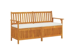 Lovely Home Banco de Ordenación con Cojín 148 Cm Madera de Acacia Maciza