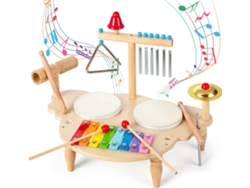 Batería infantil para bebés de 1 a 3 años, instrumentos de percusión de madera con xilófono Crush