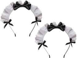 De 2 Faixas De Cabelo Pretas De Renda Com Laço Da Nuobesty, Leves E Confortáveis.