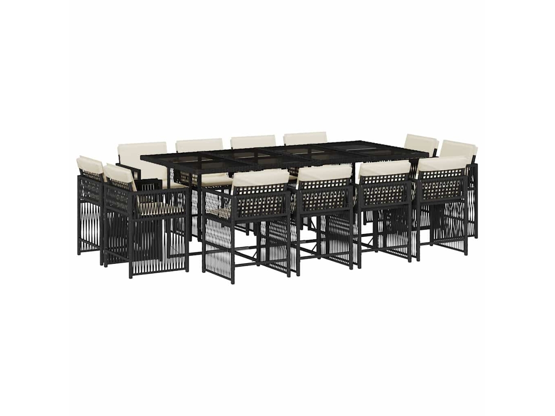 Maison Exclusive - Set Comedor De Jardín Con Cojines 13 Pzas Ratán Sintético Negro
