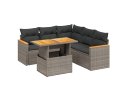 Maison Exclusive - Set De Muebles De Jardín 6 Pzas Y Cojines Ratán Sintético Gris
