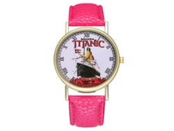 Reloj De Pulsera Unisex Zhoulianfa Titanic, Esfera Redonda, Cuarzo Analógico, Rosa Rojo