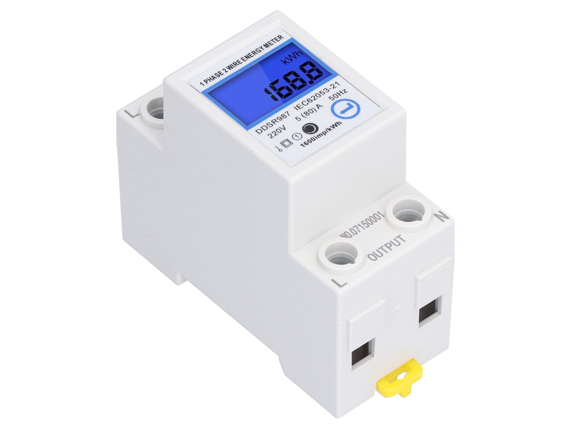 2026as-contador De Electricidad Digital Lcd Monofásico Para Rail Din 5(80)a Monitor De Consumo Eléctrico