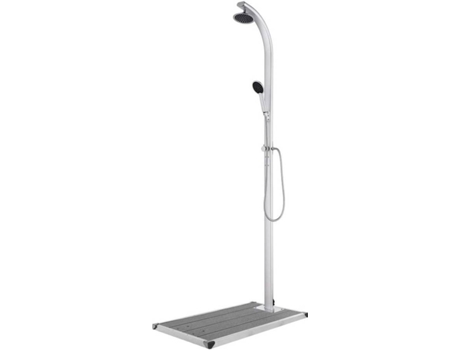 vidaXL Ducha de jardín con base gris 220 cm aluminio