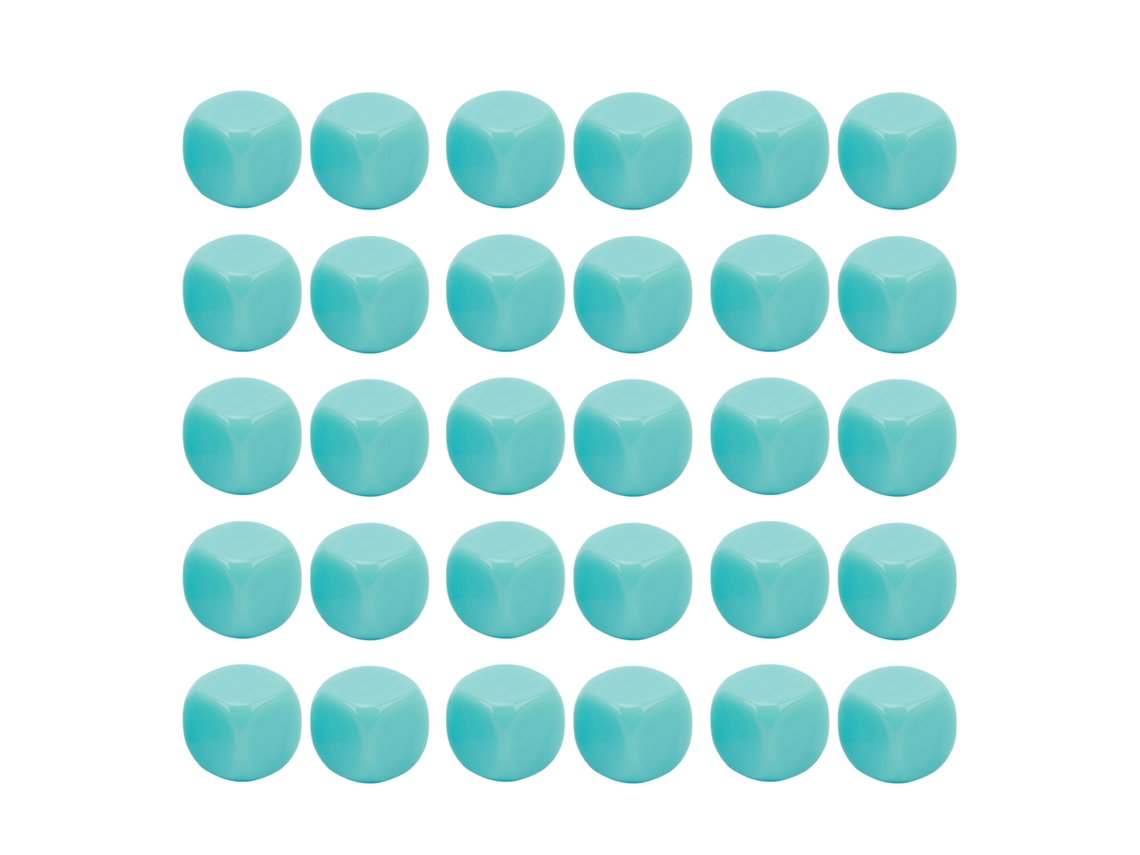 2026-30pcs Set De Dados En Blanco Diy De 6 Caras Con Esquinas Redondeadas Para Juegos De Mesa Y Aprendizaje Matemático Azul Claro