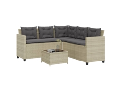 Sofá de jardín en LC/Mesa y cojines de mimbre gris claro Dkd Home Decor