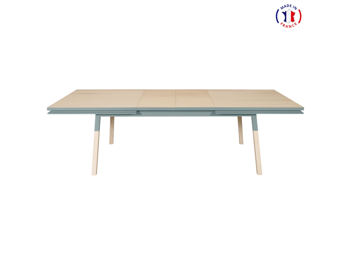 Mesa de Comedor Rectangular MON PETIT MEUBLE FRANÇAIS con 2 Extensiones (Blanco Balisson - Madera - 200 x 76 x 100 cm)