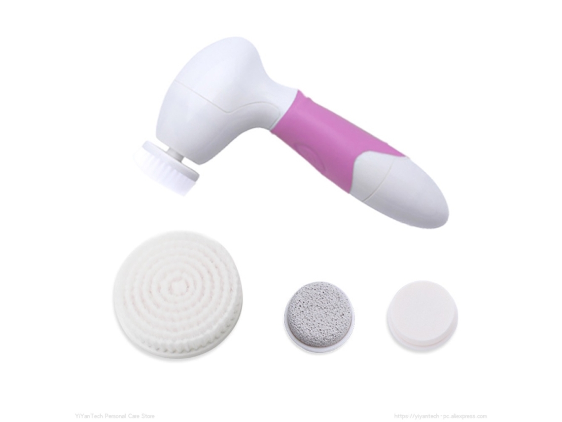 Dispositivo de limpieza facial 4 en 1, resistente al agua, dispositivo electrónico de belleza (rosa)