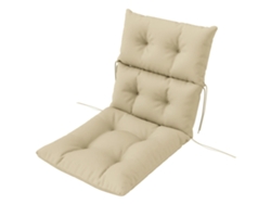 Cojín de asiento de 115 x 56 cm, con respaldo y cintas de sujeción, 10 cm de grosor, impermeable, para el hogar, el jardín y la oficina, color beige.