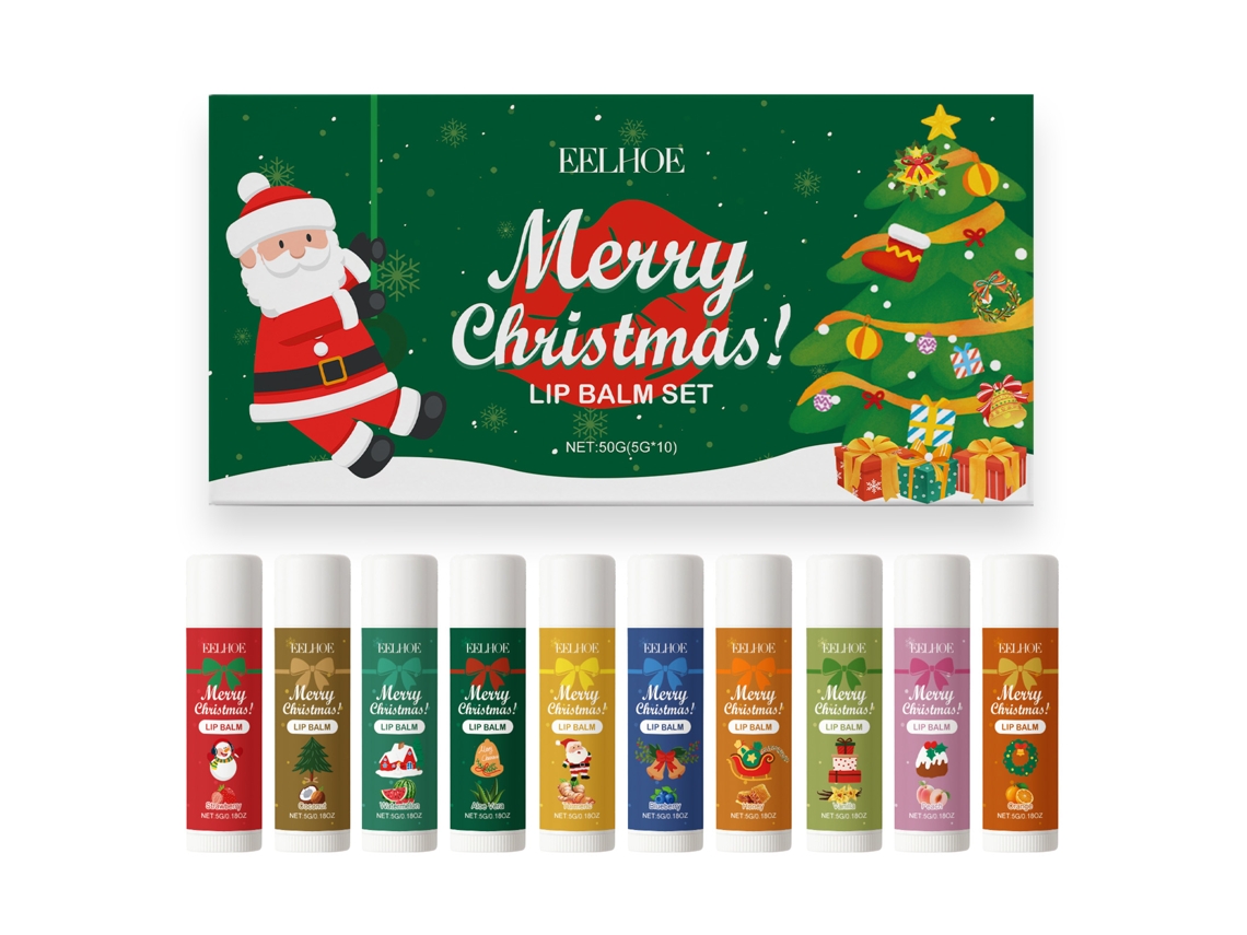 Kit de cuidado labial navideño - Hidratación diaria suave - Volumen brillante