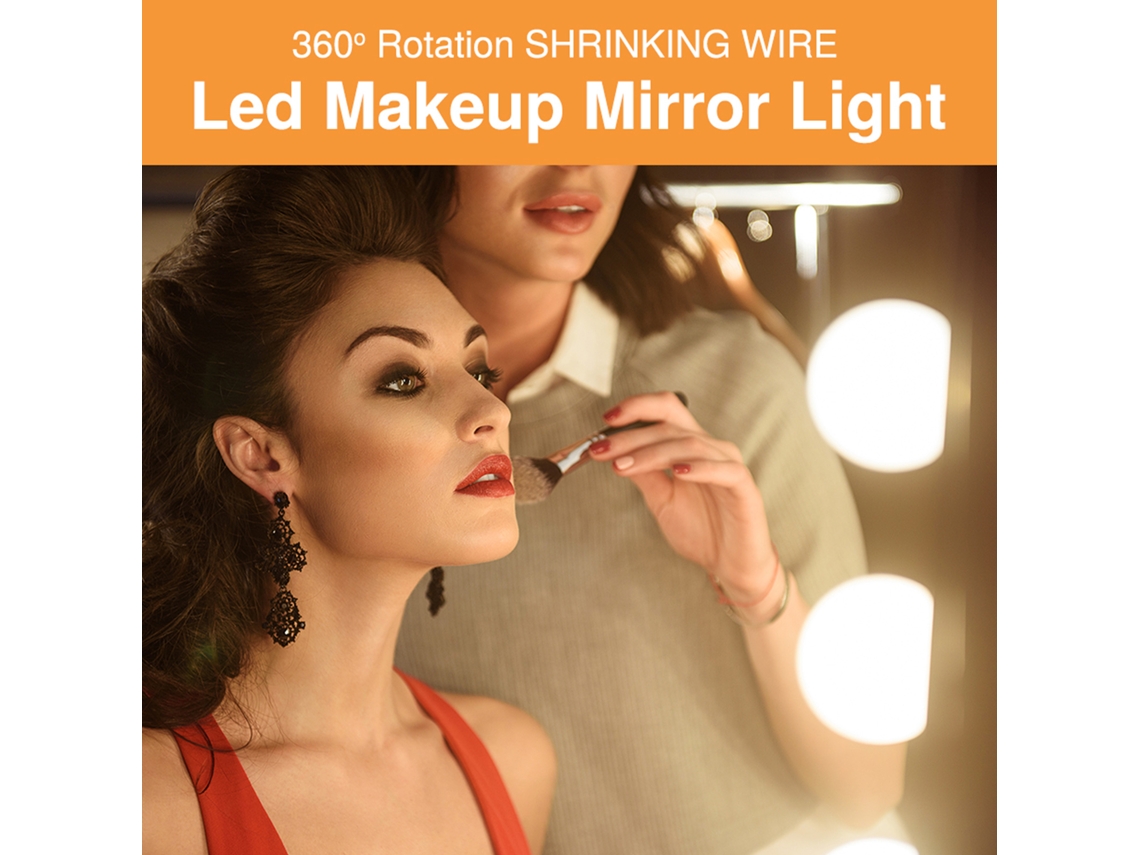 Kit De Espejo De Maquillaje Led Estilo Hollywood Con Brillo Ajustable.