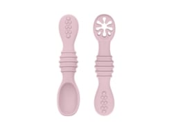 (color Morado Claro) Juego De Cubiertos Para Bebé, Fabricado En Silicona De Grado Alimenticio, Con Cuchara Adhesiva.