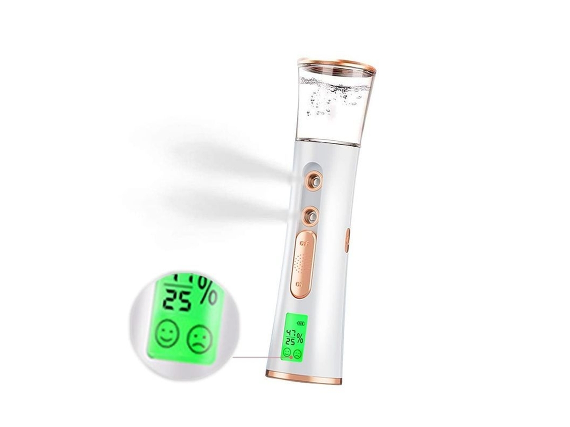 Pulverizador Facial Nano De Dos Orificios Con Medidor De Humedad De La Piel, Diseño Portátil Con Conexión Usb.