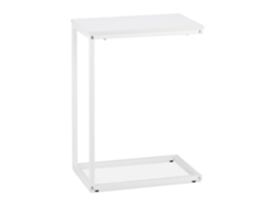 Relaxdays Mesa Auxiliar Industrial Vit, Mesita Café Forma C, Mesa Sofá 60 X 30 X 45 Cm, Metal Y Mdf, Blanco