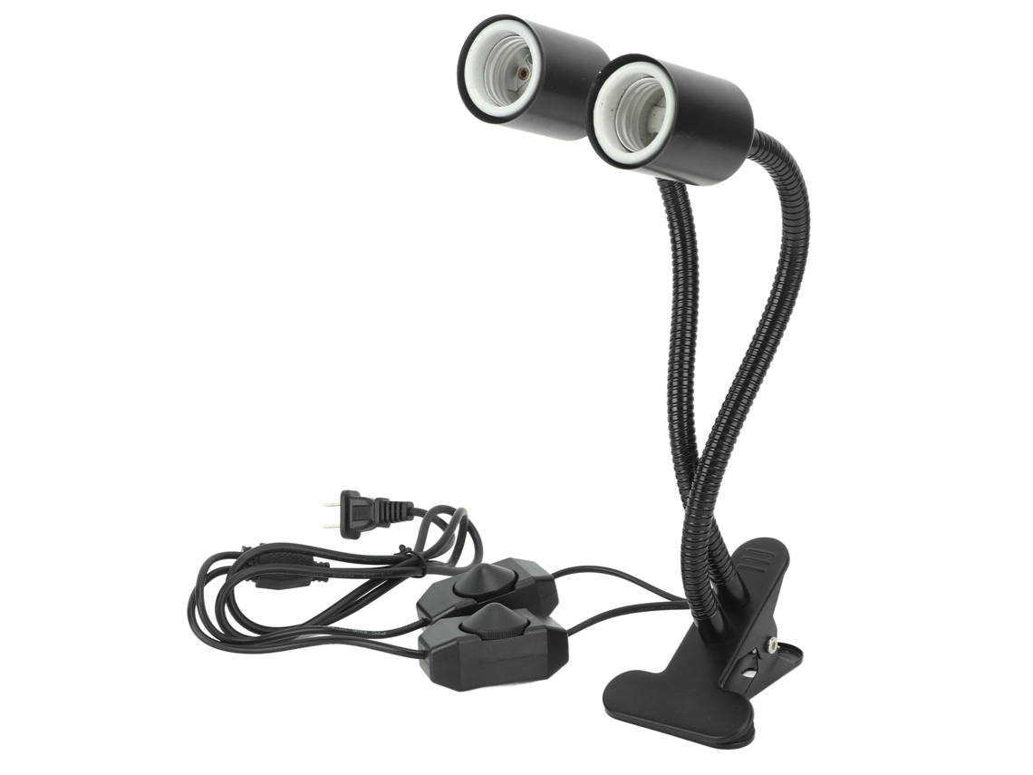 2026-luz Led Para Reptiles Uva Uvb Con Dos Cabezas, Soporte E27, Cuello De Cisne Y Pinza, Lámpara De Calentamiento Ajustable